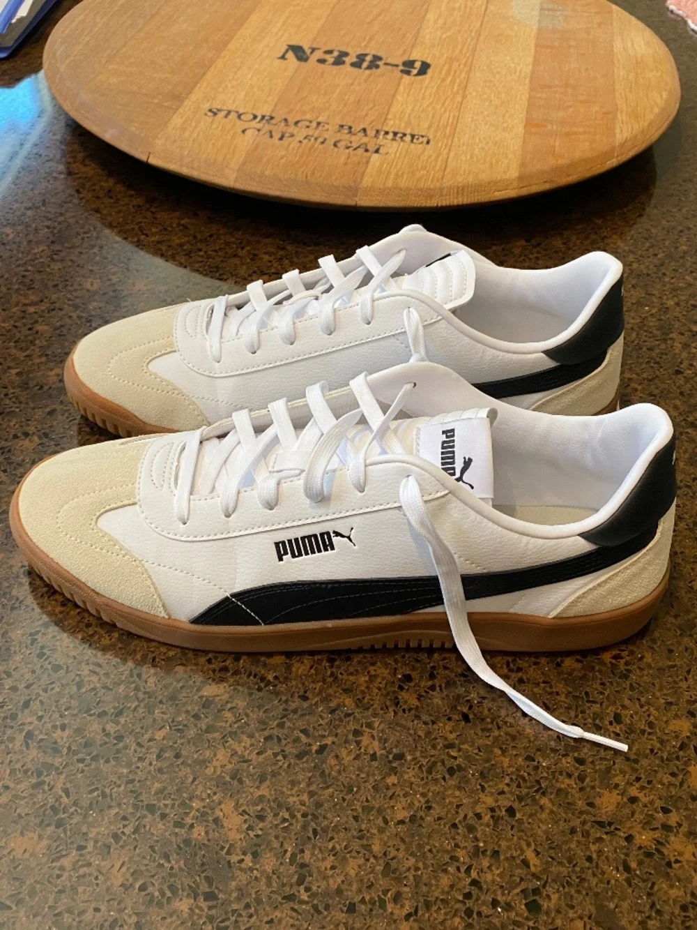 PUMA Club 5v5 Suede Men’s Sneakers White Black Gum – Size _13